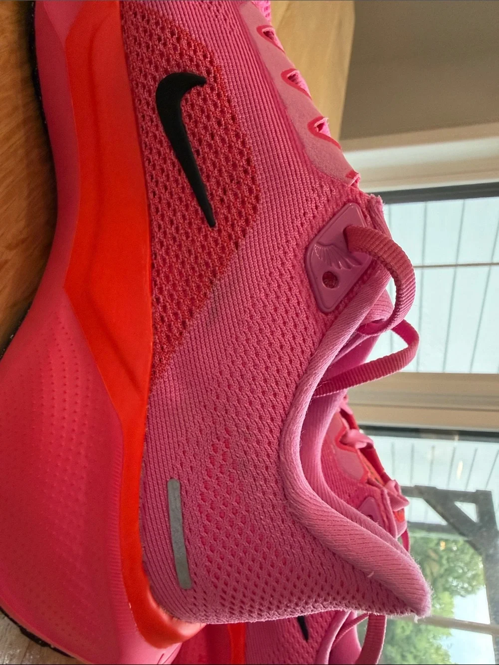Nike Women's Hot Pink Running Sneakers with Black Swoosh